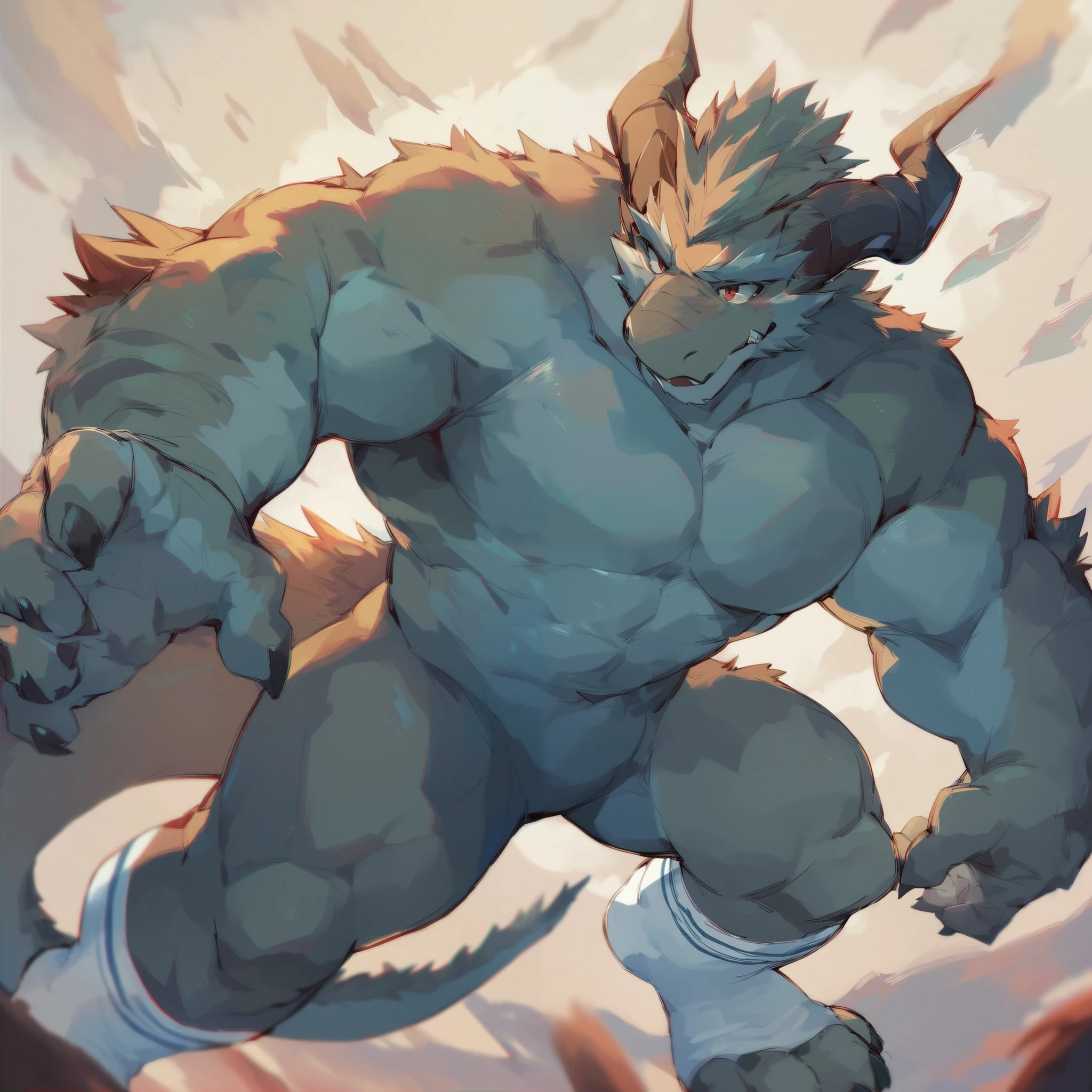 dragon,furry, white socks,muscles,Reproductive organs