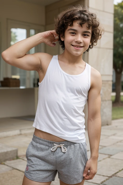 photo of a young skinny male, standing, sportswear, 1boy, , young, athletic slim, embarrassed, white skin, cute boy, boyish, shorts, shirtless, flat boy chest, small nipples, natural soft smooth textured skin, RAW candid cinema, 16mm, color graded portra 400 film, remarkable color, ultra realistic, textured skin, remarkable detailed pupils, realistic dull skin noise, visible skin detail, skin fuzz, dry skin, detailed skin texture, (blush:0.5), (goosebumps:0.5), subsurface scattering, wet skin, fuzzy skin, bulge, hung, cock bulge, abs, young looking boy, abs, slim, fit