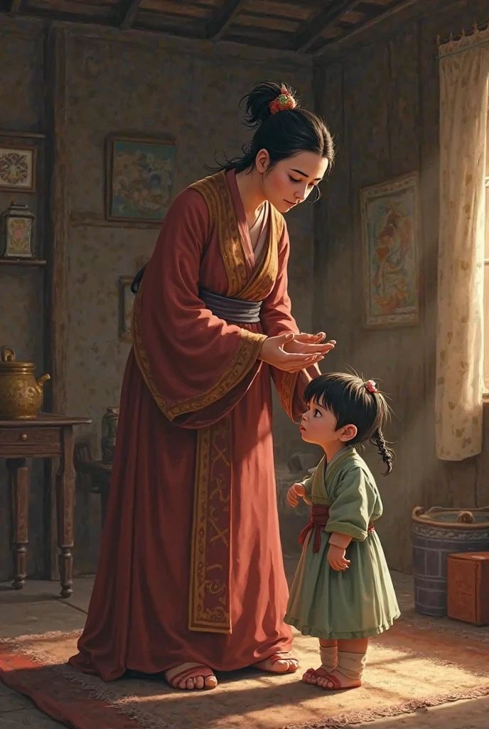 a woman sitting on the floor with a baby, anime style, makoto shinkai art, (makoto shinkai), (makoto shinkai), accurate depiction, beautiful detailed eyes, beautiful detailed lips, extremely detailed face, long eyelashes, intricate detailed clothing, warm lighting, soft colors, detailed background, cinematic composition, subtle emotional expression, delicate brushstrokes, vibrant colors, masterpiece, best quality, 8k, high res, photorealistic