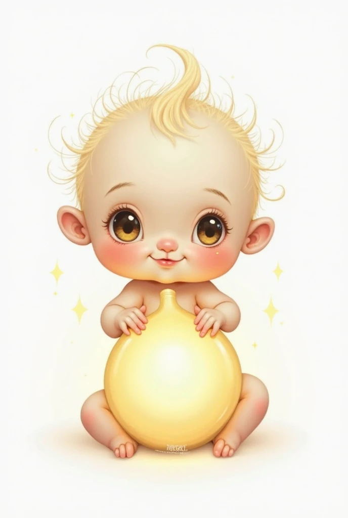 Little bee in her diaper with honey for a logo 