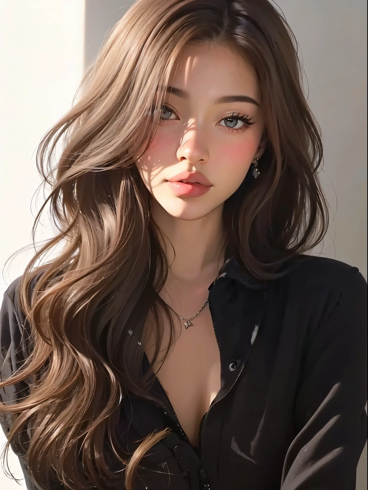 pretty woman, high-quality lines, Details of perfection , Ultra 8k, perfectly rendered face , all facial and body details are perfectly detailed , maximum quality, 8k, perfectly rendered details , fotografia ultra detalhada para maximum quality e impecável , wonderful and charming woman , perfect eyes , perfect lips , perfect nose, perfect hair, perfect skin, she is very wonderful , image with the highest quality ultra mega-rendered at the height of perfection , Each strand of hair is perfectly wavy and detailed , she is wonderful , An 8k image rendered with the highest quality of AI that human eyes have ever witnessed such quality and beauty , The image has good saturation and color , Vivid, super rendered , rendered skin, rendered hair , rendered nose , rendered lips , super rendered image to the highest and best possible quality