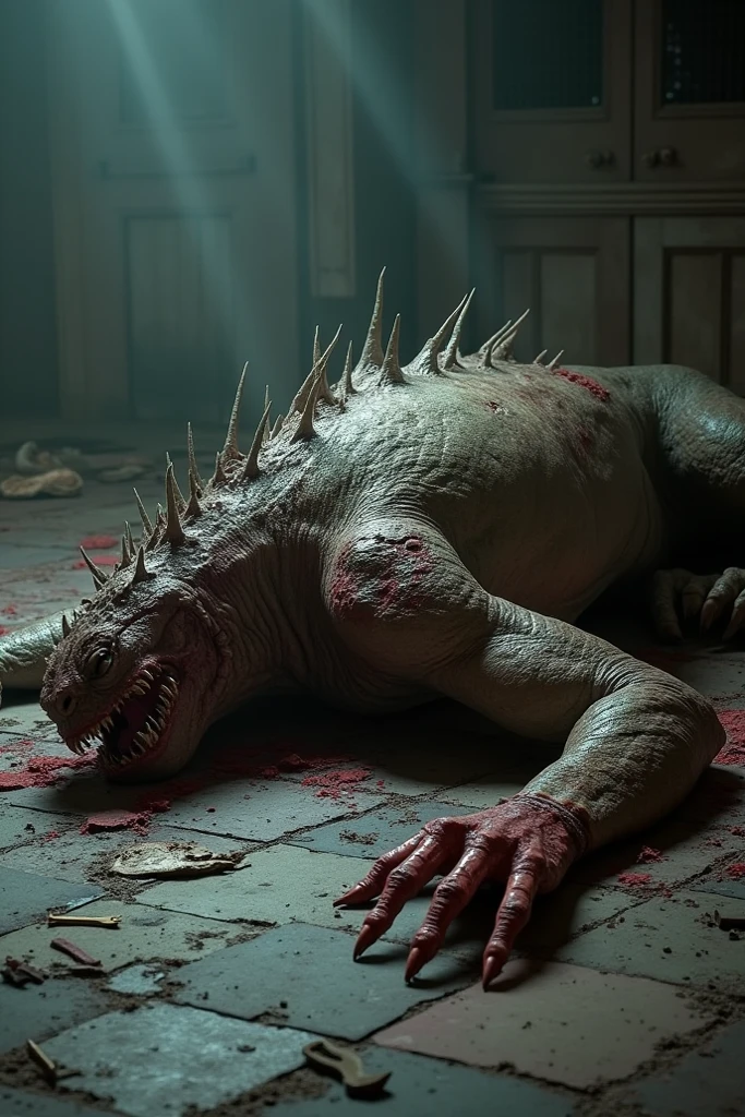 realistic photo of a 10 limbed creature screaming at the viewer, dread, abomination, creepy, blood, (ultra detailed, absurdres:1.2), the thing
