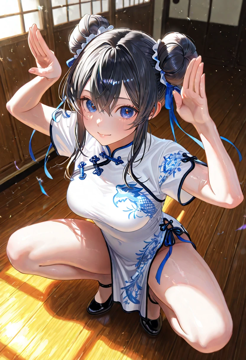 The left eye is dark blue，The right eye is red and purple，One head is long, shiny black hair，Often tied into a high ponytail，Looks vibrant。Eyes are me&#39;I&#39;m most proud of，The left eye is dark blue，The right eye is red and purple，heterochromatic eyes让我显得神秘又迷人。White skin，rosy lips，Looks cute and playful。The left eye is dark blue，The right eye is red and purple，heterochromatic eyes，Eye color is different,The background is a full moon, seductive anime girl, Extremely detailed Artgerm, azure lane style, Beautiful charming anime woman, Popular topics on cgstation, Popular topics on artstation pixiv, anime style 4k, night nucleus, Attractive anime girl