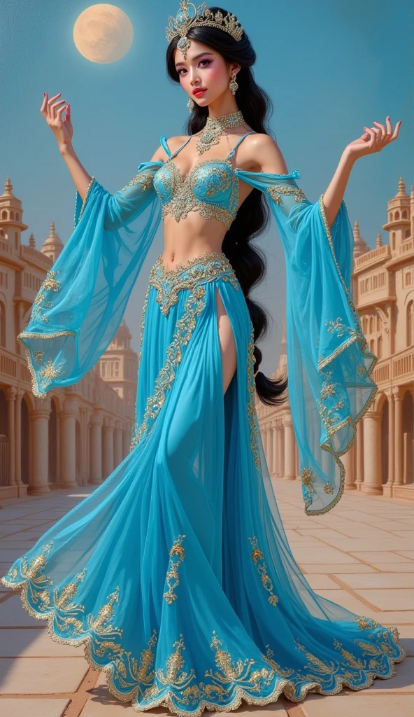 <lora:ExpeditionStyle:0.7>ExpeditionStyle lady draped in a shimmering sapphire blue sequin sari, colorful, desert environment, treasure seeking, v00d00t3ch lady draped in a shimmering sapphire blue sequin sari <lora:voodooTECHv5:0.6> lady draped in a shimmering sapphire blue sequin sari, <lora:add_detail:0.5>, (Masterpiece:1.3) (best quality:1.2) (high quality:1.1)