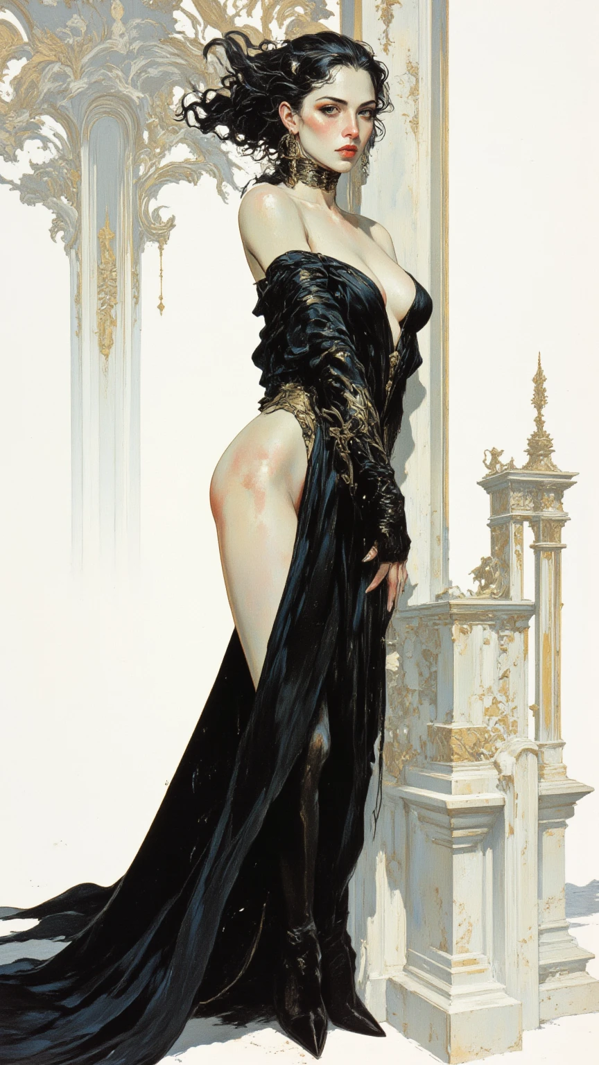 (sexy, confident),(rule of thirds),((ultra realistic illustration:1.2)), Tall, slender ((redhead)) woman of Irish descent. (pale:1.3)complexion. blue eyes, cute butt, nice legs. Kind eyes, cute smile, Mascara, eye shadow, blush, stylish party dress, necklace, stiletto heels. Masterpiece, best quality,(highly detailed:1.2),(detailed face and eyes:1.2), 8k wallpaper, natural lighting. core shadows, high contrast, bokeh.