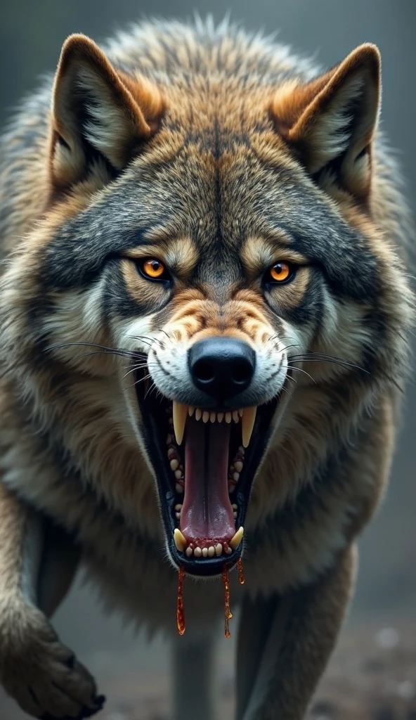 Wolf staring with anger 