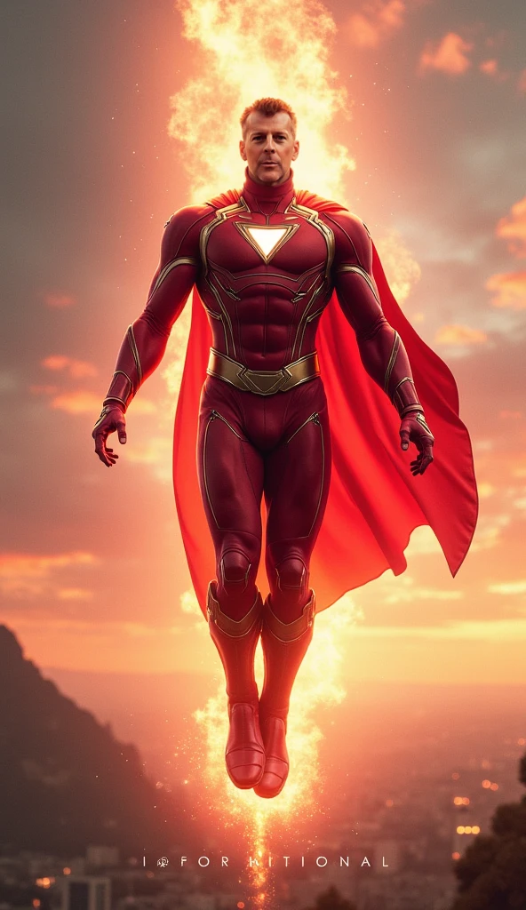 Create for me a hero with a red, white and gold uniform