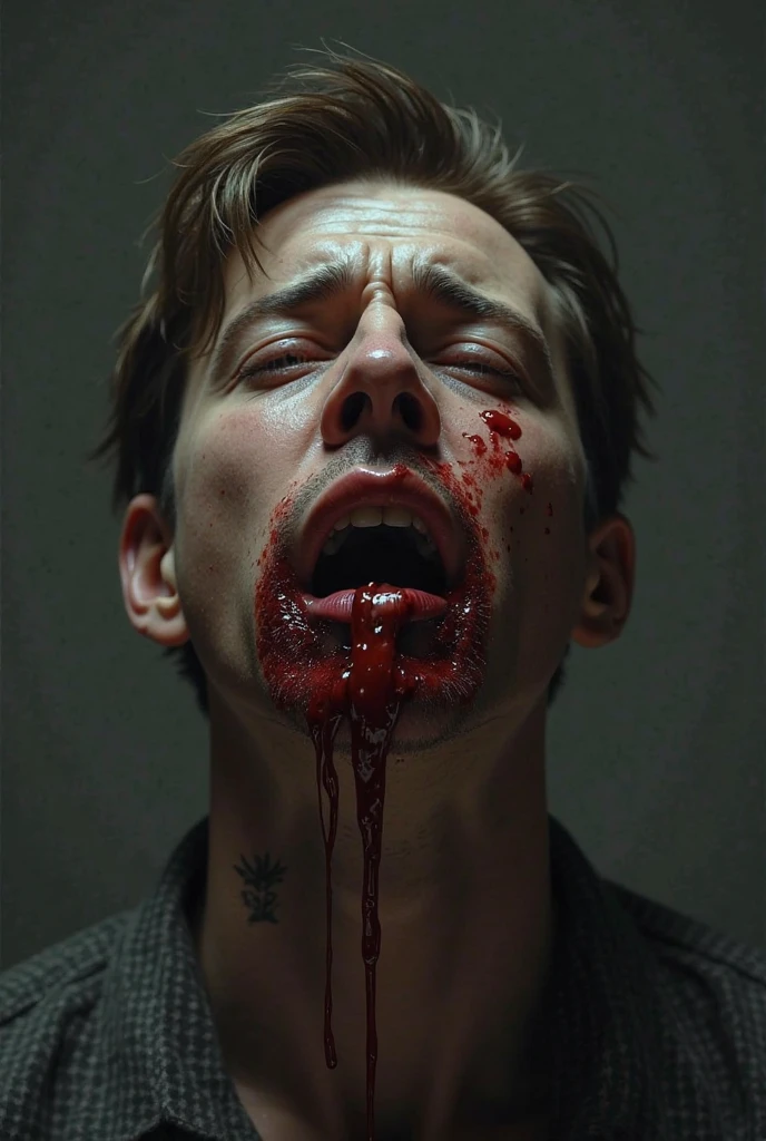 A man handsome neck bloody splash
