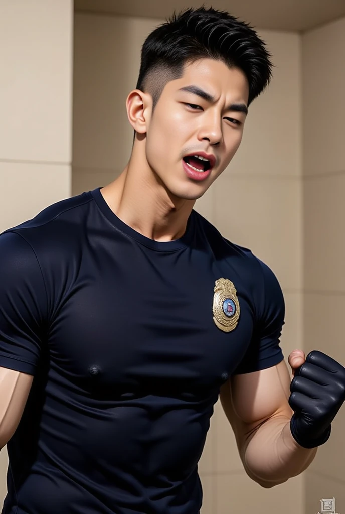 top-quality、​masterpiece、超A high resolution、(realisitic:1.4)、Detailed face、solo、１human male、The upper part of the body、Dark hair、glistning skin、dense skin、(asian human)、architectural、(absurderes、hight resolution、ultra-detailliert)、、1 male、Adults、(a 25-year-old man)、a handsome、tall muscular man、broad shoulder、extra very short hair、angular jaws、thick neck、thick eyebrow、extra very short hair、A dark-haired、fine eyes and detailed face、 Highly detailed CG Unity 8K wallpapers、intricate-detail、(Style Swirl Magic:0.7)、looking at the spectator、solo、(full body Esbian:0.6)、Detailed background、A detailed face、dynamicposes、、dynamic compositions、 big muscle、、((((bulge))))、a handsome、 ((masutepiece:1.4, Best Quality)), ((masutepiece, Best Quality)), (photographrealistic:1.4)、(((Sorcerer)))、grin, Surfing,、a smirk、Sunny and cloudy sky、(Complex blue long sleeve enchantment costume), scarf, the costume is too much revealing the tskin and thighs, fantasy Library Background:1.2), Photorealistic、cana、magic circles , bare thighs