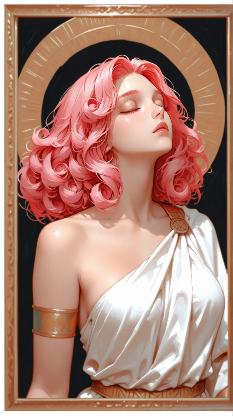 (half body), 1 woman, beautiful girl, Slender legs, big breasts, round hips, naked, elegant, long hair, Wavy Hair, light pink hair, golden eyes, palace scene, black rose, blue rose,