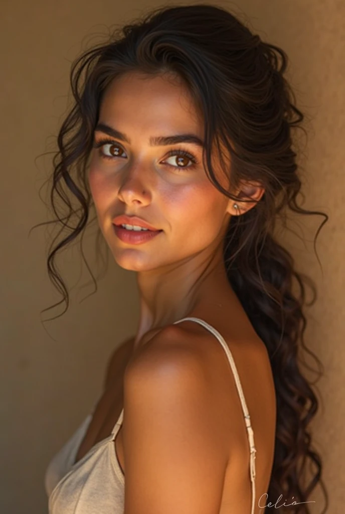 In this high-resolution, realistic photo, you find a frontal portrait of a 32-year-old Brazilian influencer named "Lydia" hailing from Florianópolis. Known for her radiant oval face and captivating appearance, Lydia exudes a sense of intelligence and warmth through her mesmerizing, light brown honey-colored eyes. With an impeccable balance of delicately feminine facial features, including an elegant nose and softly defined cheekbones, Lydia's full, naturally pink lips often curl into a warm, friendly smile, further enhancing her charm and sophistication.
Meticulously caring for her appearance, Lyd
