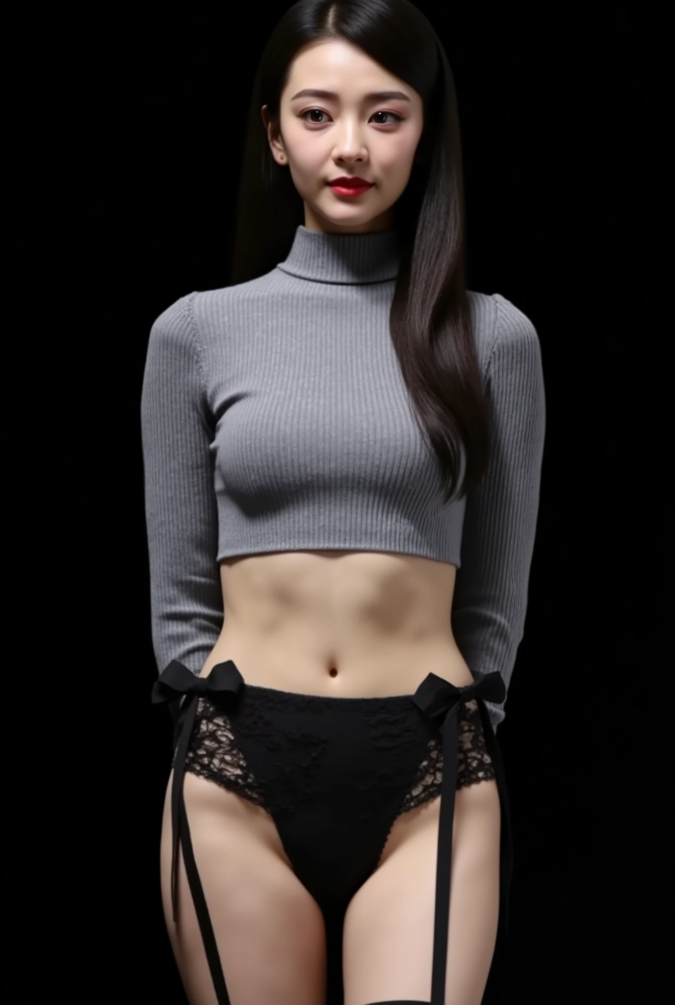 Obedient wife in knitted sweater、(Flipping the hem to show off your sexy panties)、Wear small panties、raw,(8K、top-quality、masterpiece:1.2)、(intricate detailes:1.4)、(Photorealsitic:1.4)、octane renderings、Complex 3D rendering ultra detail, Studio Soft Light, Rim Lights, vibrant detail, super detailing, realistic skin textures, Detail Face, Beautiful detail eyes, Very detailed CG Unity 16k wallpaper, make - up, (detailedbackground:1.2), shinny skin、Exposed thighs!!!、