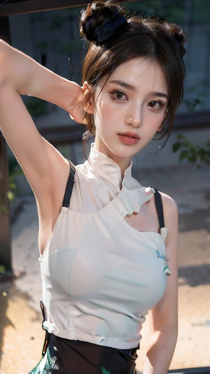 (1 girl:1.3), alone, __body parts__, official art, unified 8k wallpaper, Super detailed, Beautiful and beautiful, masterpiece, best quality, raw, Super detailed photos, best quality, ultra high resolution, photorealism photorealism, Sunlight, full body portrait, amazing beauty, delicate face, vibrant eyes, (from the front), Detailed face, Gorgeous, highly refined skin, Realistic skin details, Visible pores, sharp focus, Volumetric fog, 8K Ultra HD, SLR camera, high quality, film grain, White skin, photorealism, black hair, black hair, breast, open eyes, Slit sleeves, skinny, transparent, Pink, skirt, transparent panties, Pink, twisted braids, long braids, jewelry, gold accessories, Gorgeous accessories, complicated, delicate lips, long hair, medium breast, outdoor, close lips, petal, peach blossom, Rabbit ears, Pink Rabbit ears, permanent, dynamic poses, Upper body