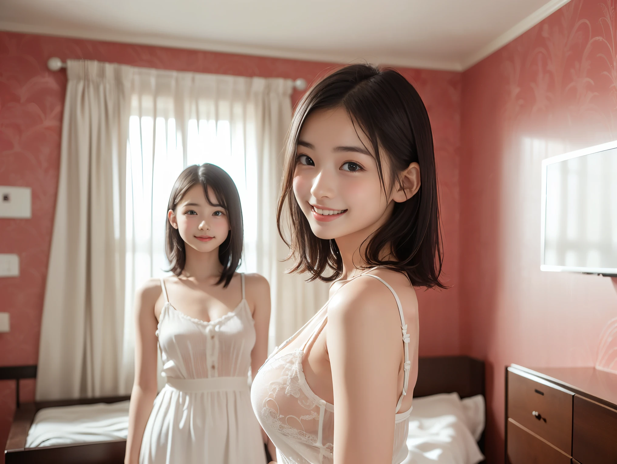 ((Best Quality, 8K, Masterpiece: 1.3)), 1girl, Slim Abs Beauty: 1.3, (Hairstyle Casual, Big Breasts: 1.2), Dress: 1.1, Super Fine Face, Delicate Eyes, Double Eyelids, Smile, Home