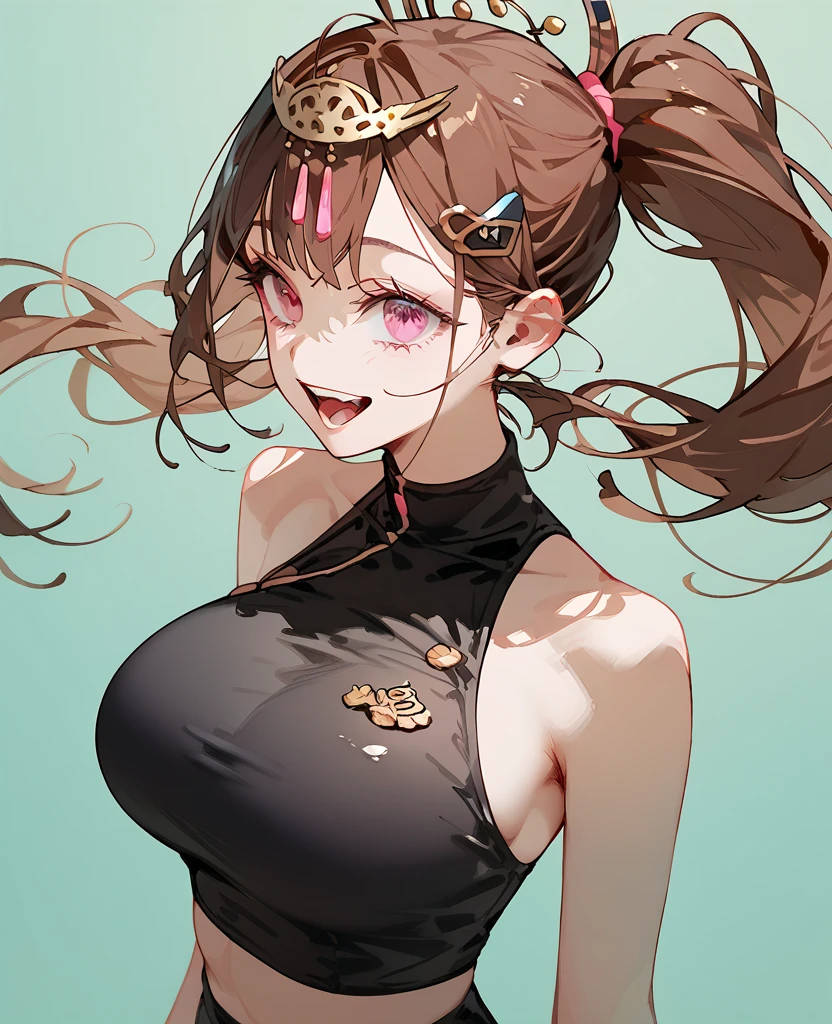 accused, breast focus, intense angle, full-body shot, 1girl, Ultra-thin black gauze tight uniform, disgust, (((bobcut))), Interlocking earring piercing, Hemispherical breasts, medium breast, nipple bulge, ((nipple tassel)), (Southern Hemisphere:1.8), Naked trench, clavicle, turnred face, short twintails, hair strand, huge ahoge, cat pose, shy, jitome, troll, POV, anime, UHD, anatomically correct, masterpiece, best quality, highres, 8k, super detail, award winning, best quality, highres, super detail, anatomically correct