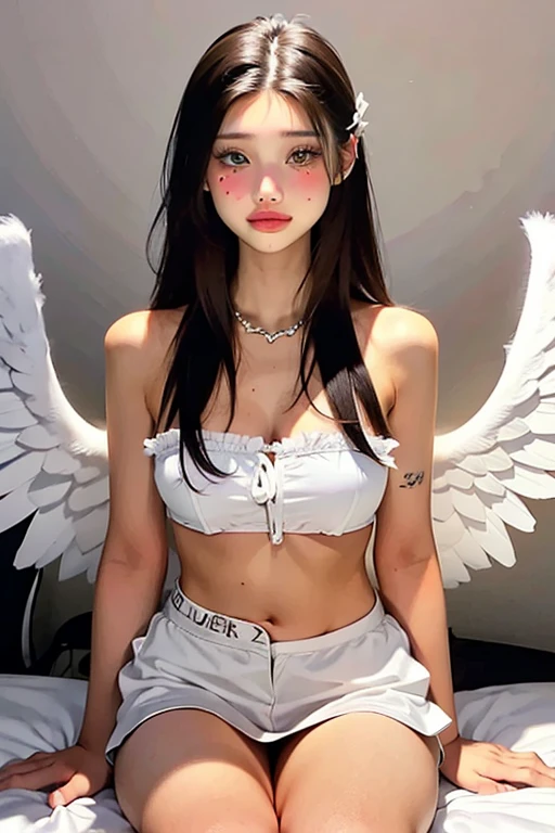 Hello kitty with angel wings and long black hair