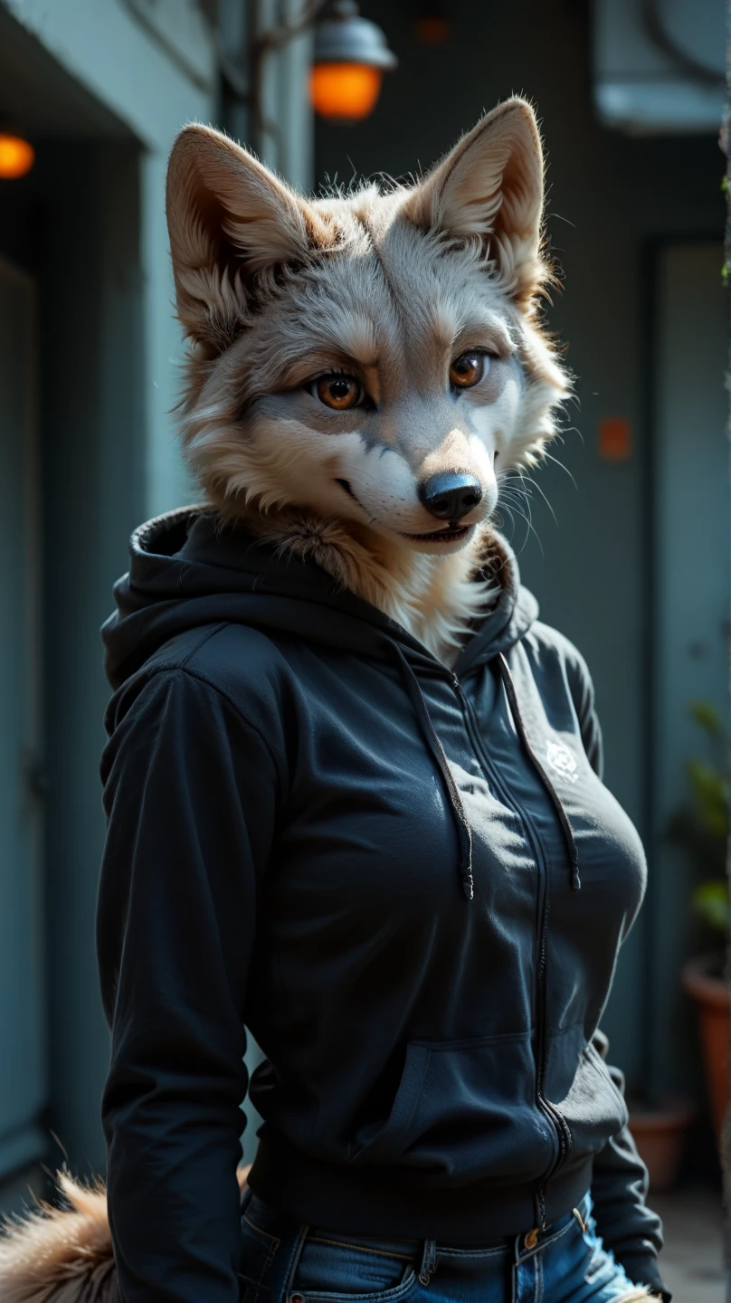 I want an anime photo with the coyote animal in a mask
