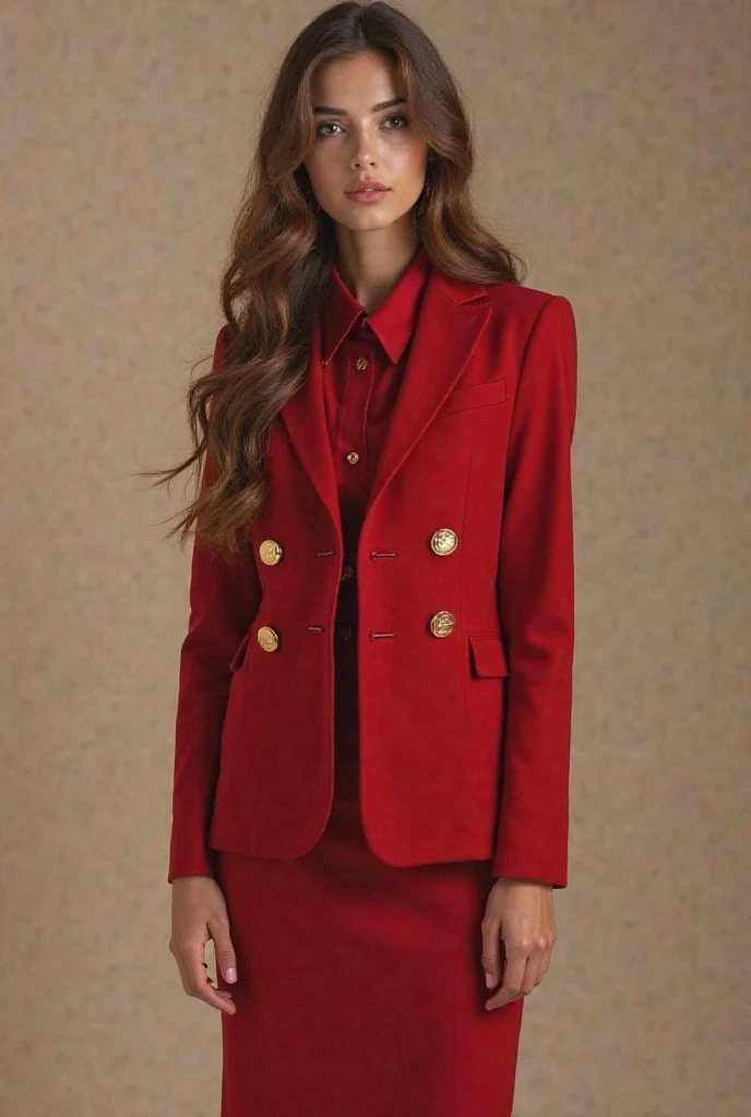Masterpiece,Best quality, (maam. clerk:1), ((Portrait:1.3)), Cross arms, Smile,Red professional attire,Long legs,skin hyper-detail,Clear pores,in a panoramic view,Cocked buttocks,black lence stockings,Beautiful young Japanese woman over 40 years old, Perfect face, Fantastic look, (Detailed facial features), Clean and nice face