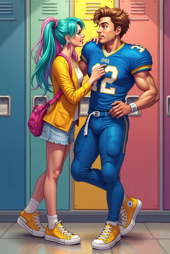 1 man 1 girl ;Sexy Manga comic sensual brunette girl blue eyes wet white t-shirt v-neckline, schoolar mini skirt and high heels boots she is squeezing a man in his groin big Dick, big balls burst(nsfw)(bigboob)(highly detailed) (concept art) (manga) (anime) (draw) (face anime detailed) (comics)(ballbusting)(wet t-shirt) (wet girl) (nipples)