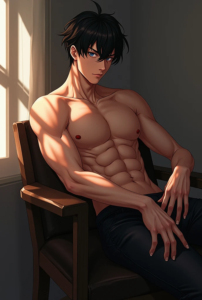 son goku,1boy,Keep one's mouth shut,malefocus,musculous,big muscular male,Rock,obi strip,serious,独奏,spiked hair,topless male,ripped clothing,ultra instinct,黑The eye,Black hair --auto