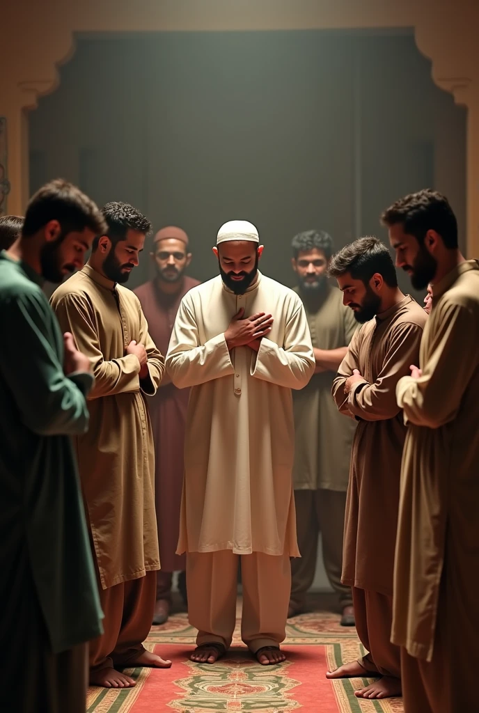 Two men go to an Imam Sahib in a mosque and repent with a look of permanence on their faces