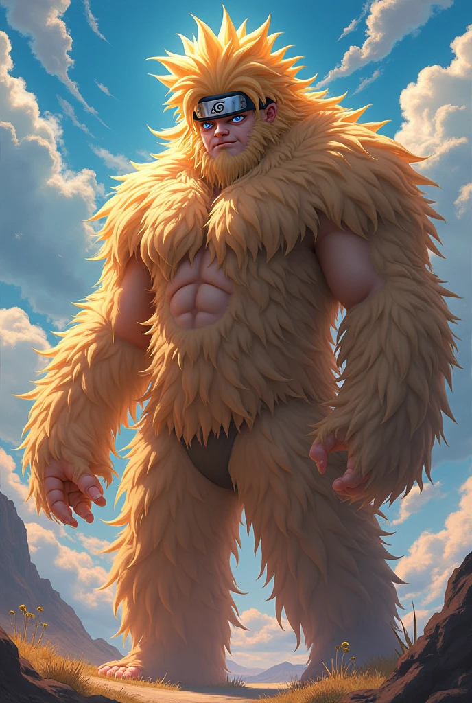 ultra-detailed, masterpiece, masterwork, high quality, best quality, hdr, nature, forest, hot spring, waterfall, bathing, nsfw, (solo), male, dragon, chibi, (red little body minotaur), (nude), (chubby body), (long golden hair), (yellow eyes), standing, front view, dynamic angle, (bulge string fundoshi, wet fundoshi), wet body, steam