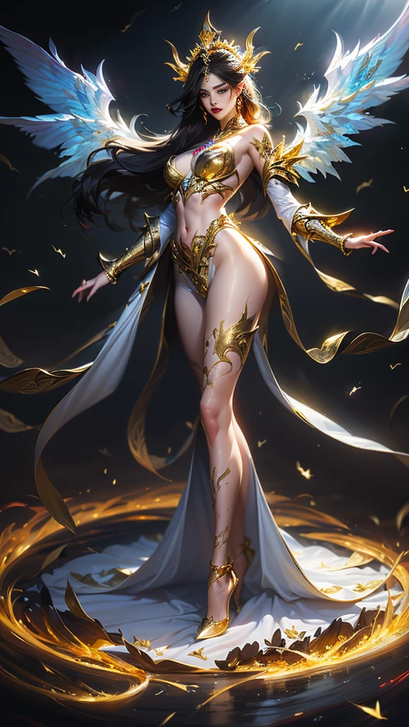 ((Worms eye view)), Egyptian goddess in lingerie, moden ao Dai, full body, perfect ???????, chiaroscuro centered, dynamic, highly detailed, masterpiece, 8k, high quality, high resolution