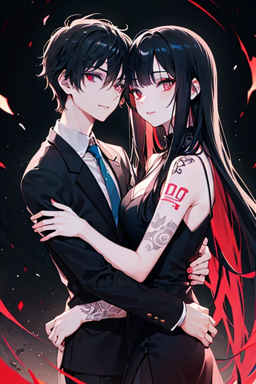25 year old couple,black color hair,Red rope winding,transparent white shirt,blacksilk,Erotic lingerie,Be red in the face,Pink lips,The background is minimalist,8K masterpiece