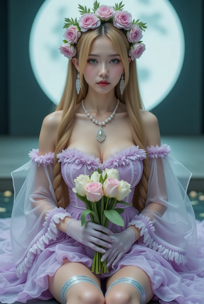 Princess_Peach (wearing pink gown), 1girl, blonde hair, seductive expression, sexy eyes,  big breasts, smile, cute, looking at viewer, long hair, (breast focus:1.2), (realistic:1.2), (far view: 1.2), (realism), (masterpiece:1.2), (best quality), (ultra detailed), (8k, 4k, intricate),(full-body-shot:1.5), (85mm),light particles, lighting, (highly detailed:1.2),(detailed face:1.2), (gradients), sfw, colorful,(detailed eyes:1.2), (detailed garden with flowers: 1.2),(detailed background), (dynamic angle:1.2), (dynamic pose:1.2), (rule of third_composition:1.3), (Line of action:1.2), wide shot, daylight, solo.
