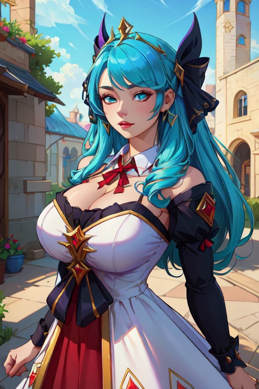 Aqua, 1girl, blue hair, blue eyes, very long hair, hair ornament, blue top, cleavage, micro skirt, translucent hem, cowboy shot, thighs, hands on hips, from below, blush:.5, smile, water fountain, pussy, upskirt, fantasy medieval town, <lora:aquaKonosubaStr07-1Triggers Aqua, 1girl, blue hair, blue eyes, very long hair, hair ornament:.8>, masterpiece, best quality, absurdres, highres, 4k, ray tracing, perfect face, perfect eyes, intricate details, highly detailed