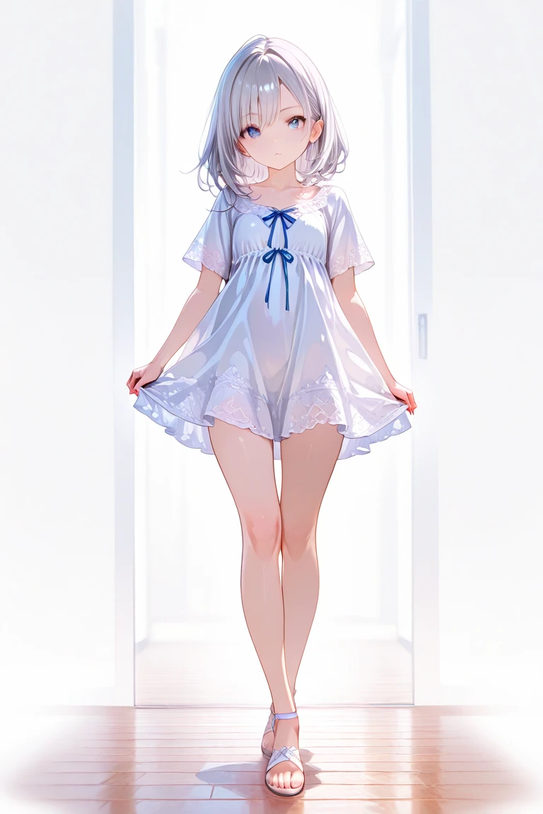 Girl, , transparent clothes, wet clothes, shyness, water spray, nudity, vacuum, gray hair, slim figure,, masturbation, blush