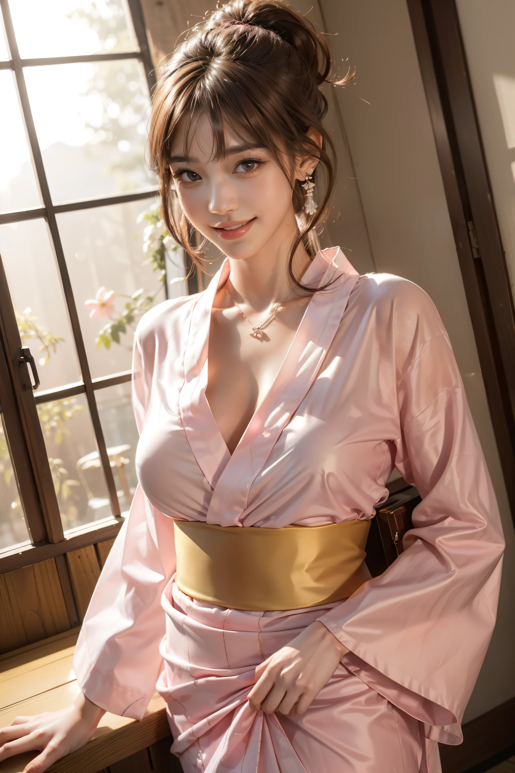 (masterpiece:2.0), (top-quality:2.0), (naked:1.5), (very short pink see-through yukata:1.5), (super thin fabric:1.5), (sexypose:1.5), (blushed face:1.3), (barechested:1.3), (Spilling boobs:1.4), (realistic:1.5), 1 little girl, precise hands, Embarrassed look, light smile, extremely cute girl, baby face, Clear eyes, Shining eyes, small breast, cleavage of the breast is visible, The crotch is visible, No pubic hair, The beautiful skin, ultra-definition, Top resolution, japan high school student, brown hair, at the night festival