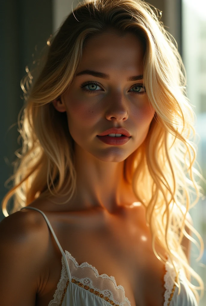 (masterpiece), cartoon, best quality,(photo_(medium):1.0), by Antonio J. Manzanedo, by Jeremy Lipking, lightning, painting style with watercolor, Brushstrokes, black eyes,colorful,vibrant colors,1 ultra hot gorgeous busty European woman. Blonde hair micro bikini. Looking through a dirty old window.