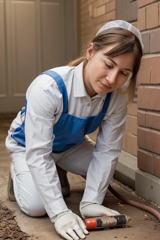 an expert pest control technician in a home
