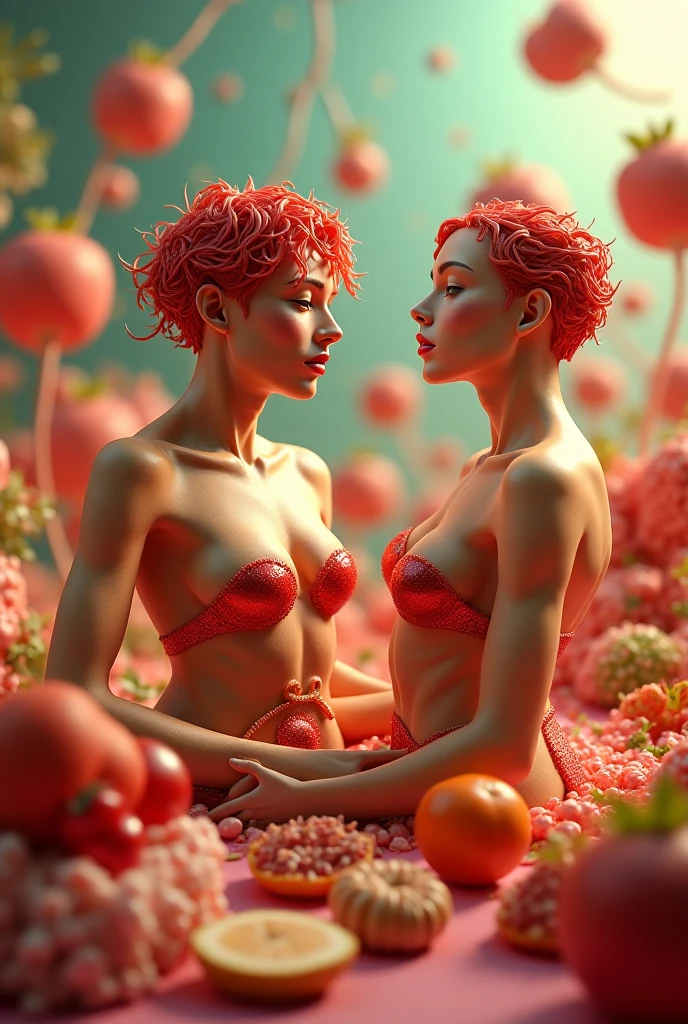 best quality,4k,highres,ultra-detailed,realistic:1.37,portrait,close-up,beautiful,attractive,pink-haired girl with two heads,realistic eyes with long eyelashes,plump ssbbw body,secret second head,astonishing detail in both heads,long wavy hair,expressive faces,shock and surprise on their faces,subtle smile on the second head,pale skin tone,vivid colors,natural lighting,mysterious atmosphere,romantic setting,garden background,colorful flowers,whispering in each other's ears,holding hands,stylish outfits,lively facial expressions,delicate features,meticulous attention to facial details,soft shadows,gentle breeze,sparkling eyes,fascinating character design,high fashion,unique and enchanting appearance,creative concept,emotional connection between the heads,impressive visual impact,hint of surrealism,endearing and intriguing personality,highly imaginative artwork,captivating storytelling,skillfully executed technique,painterly brushstrokes.