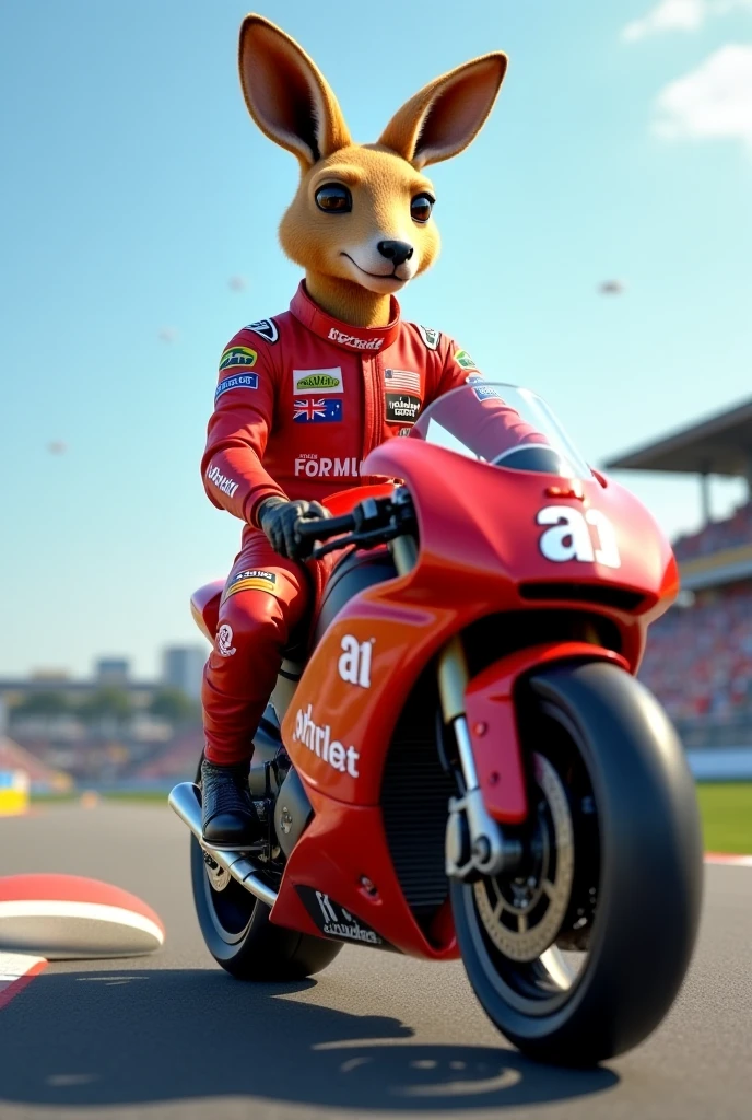 Wolf wearing a motogp racing suit((RED!!!))with zipper, masturbate with cumshots dick, started showing dick erection, real big dickshaft, cum from dick, moaning face, sits on public park