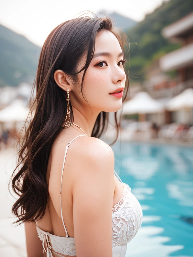 highest quality, Super detailed, (Ultra-high resolution,8K), Ultra-high definition 4K, (Perfect Anatomy, Anatomically correct), (Five Sensual Housewives:1.4), ((Place your hands behind your head., Elegant pose)), (Beautiful Eyes), (Detailed eyes), (High-quality facial beauty), (In the Storm:1.2), (Photorealistic), (Detailed big breasts), Soft Skin, Glowing Skin, (Satin slip nightdress), Bright lighting, Very heavy rain, colorful, Goddess-like beauty, Friendly, (Five Sensual Housewives:1.4)