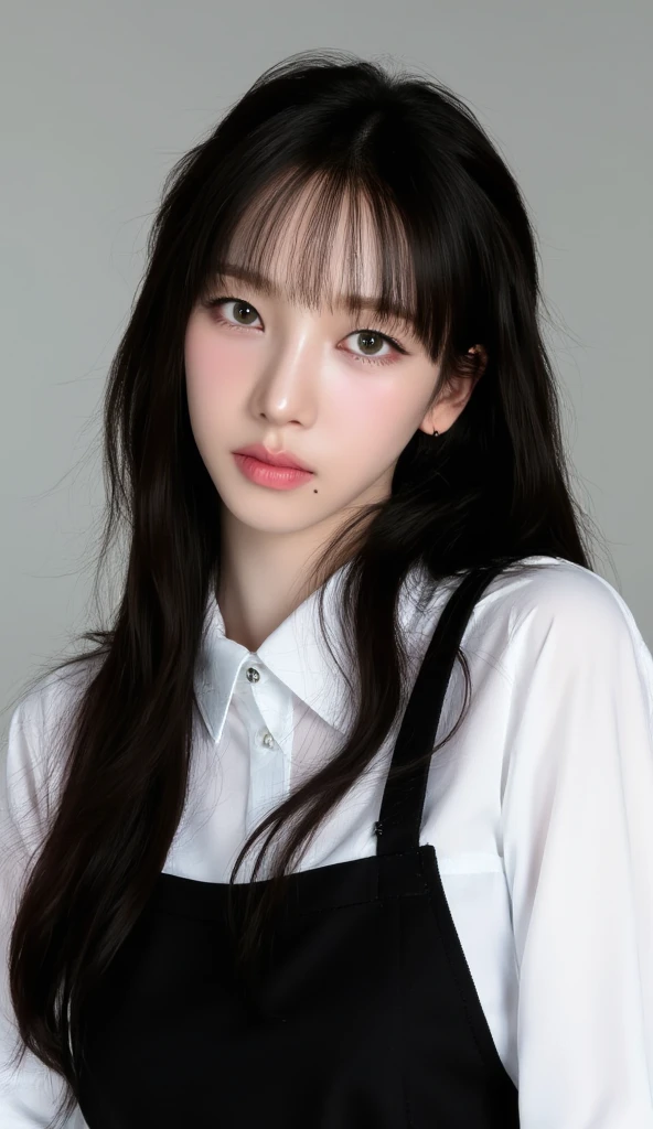 1girl, black formal shirt,white background, <lora:mmabelzz-02:1>