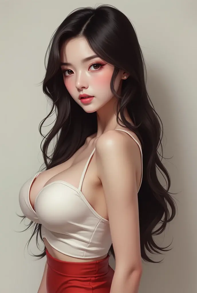 Linda garota negra , cabelo longo , rosto perfeito super detalhado , atraente , biquini rosa , corpo completo , mid breasts , bunda grande , mostrando as costas , bunda