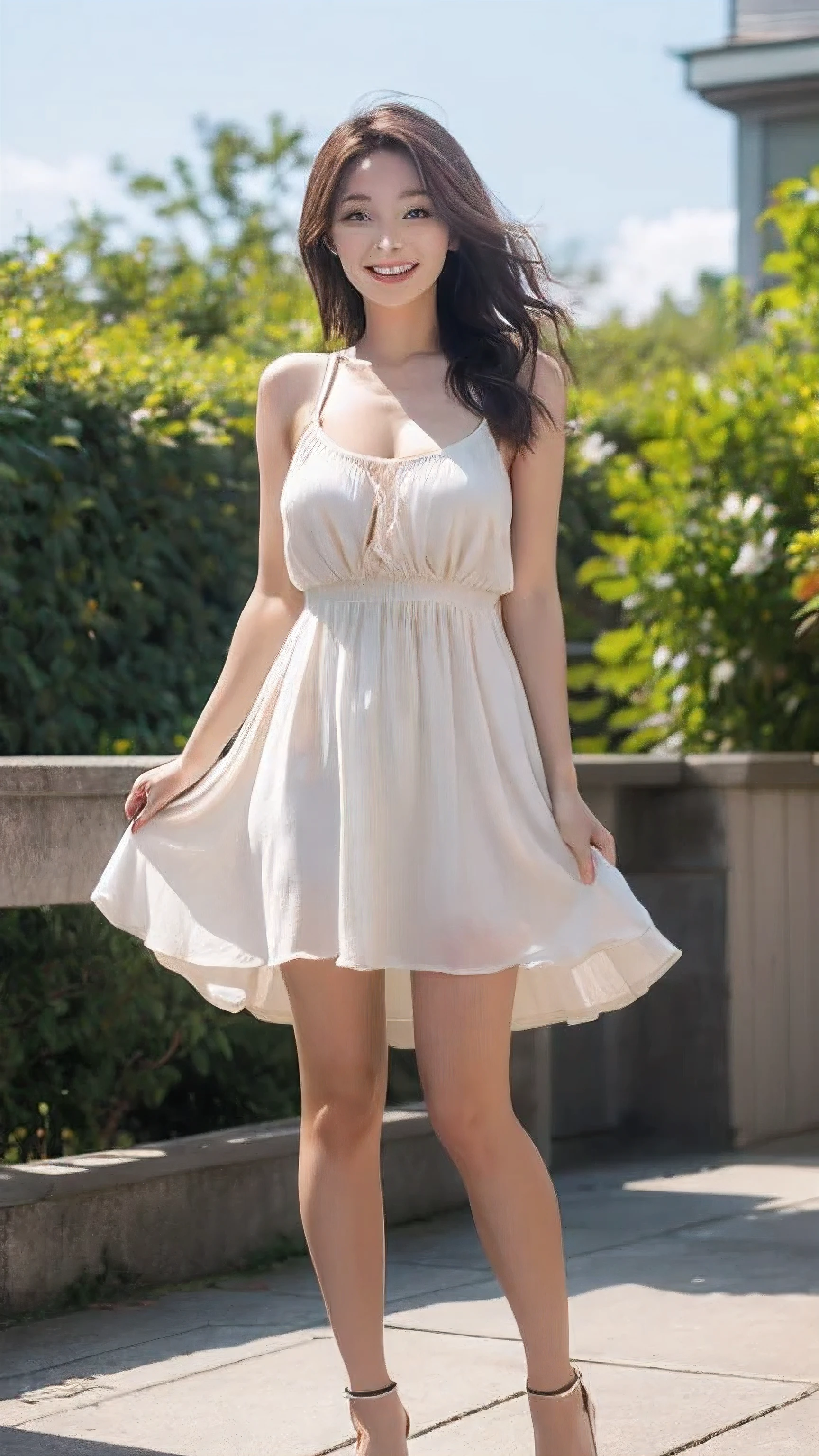 Kawai crochet casual dress for more cultured girls full body from breasts to knees