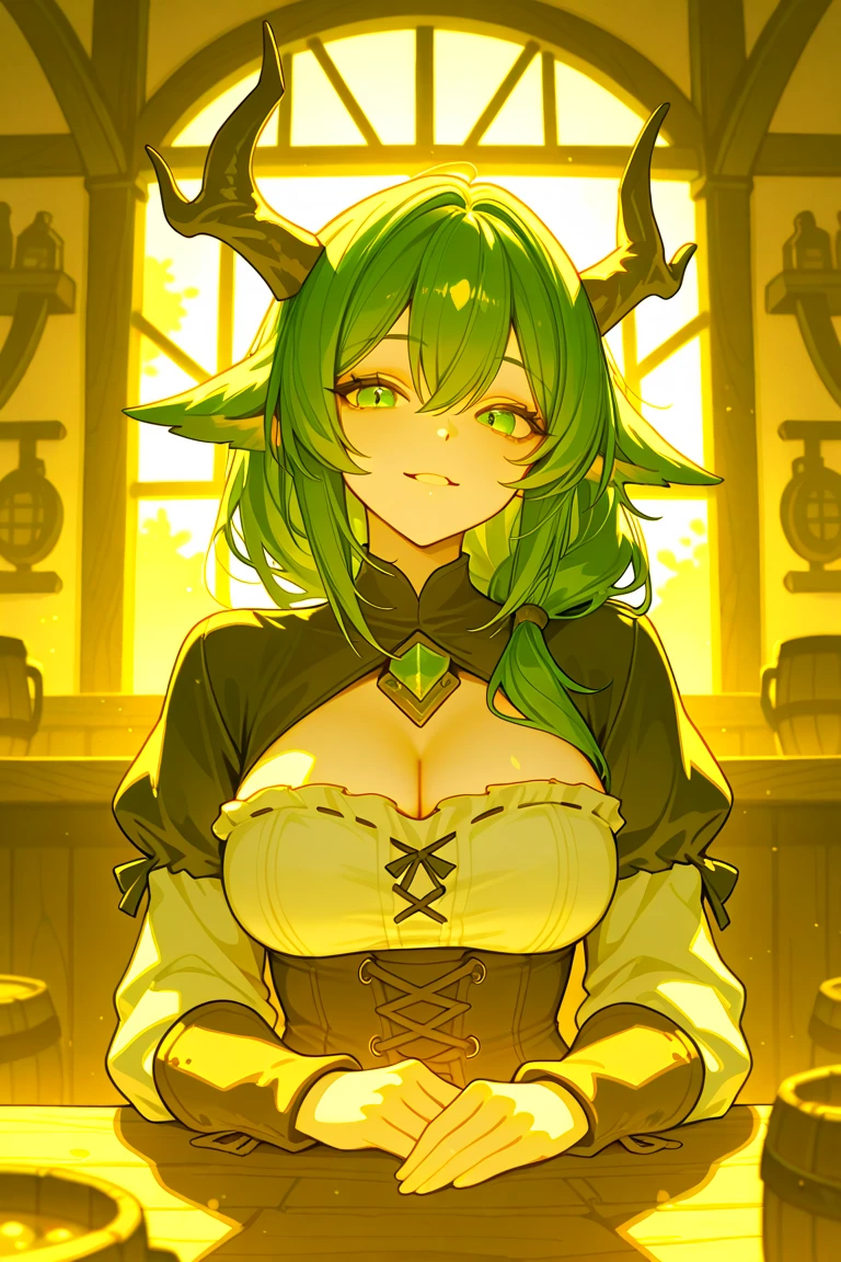 A happy dragon,cute big breasts,sprout