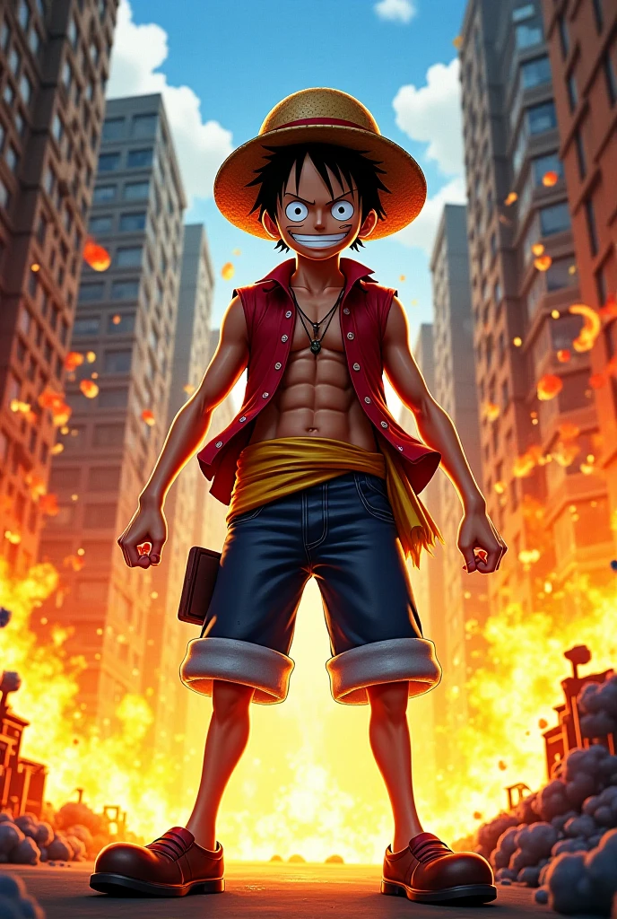luffy fighting under fire