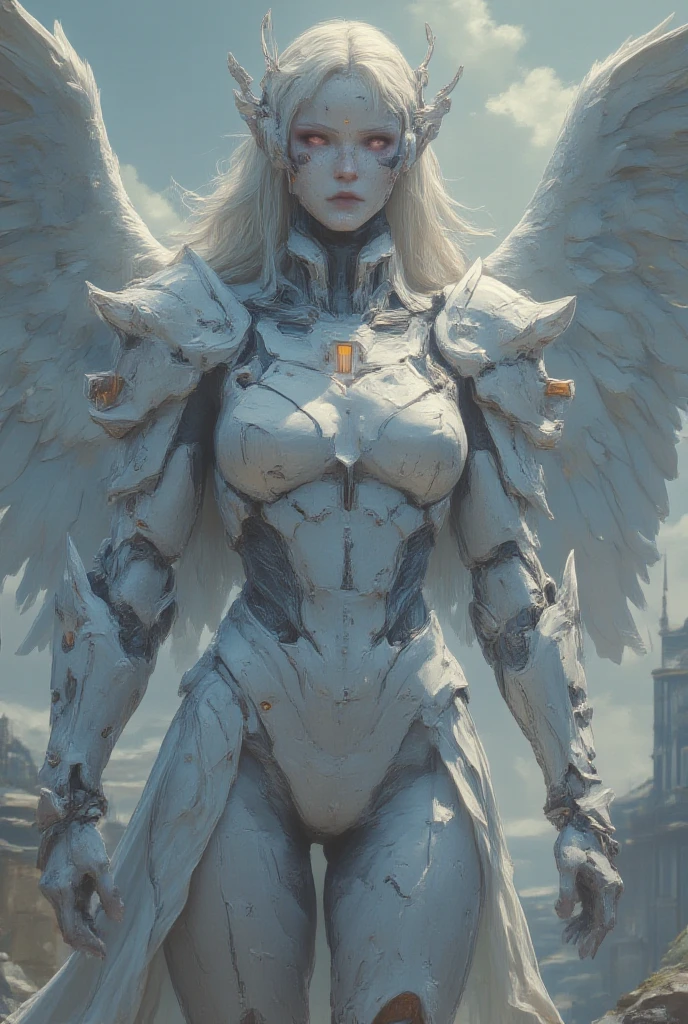 war effect,ultimate buttle mode,REAL - style image of a woman with a sword in a field, cyberpunk art inspired by Leng Mei, cgsociety contest winner, fantasy art, beautiful cyborg angel girl, angel knight girl, as a mystical valkyrie, battle angel, angel in plastic armor, mechanized valkyrie girl, unreal engine 4k wallpaper, wraith from apex legends, epic angel wings
