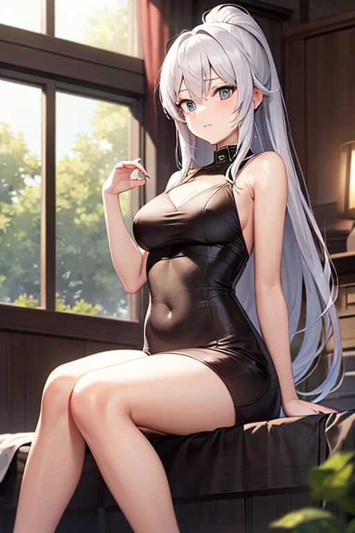 ((Best Picture Quality, 8K, tmasterpiece:1.3)), 1个Giant  Girl, Sexy bty with slender abs:1.3, (casual hair, No leakage:1.2), Straight dress:1.1, Ultra-fine face, 詳細な目, 二重まぶた，ssmile，Duan