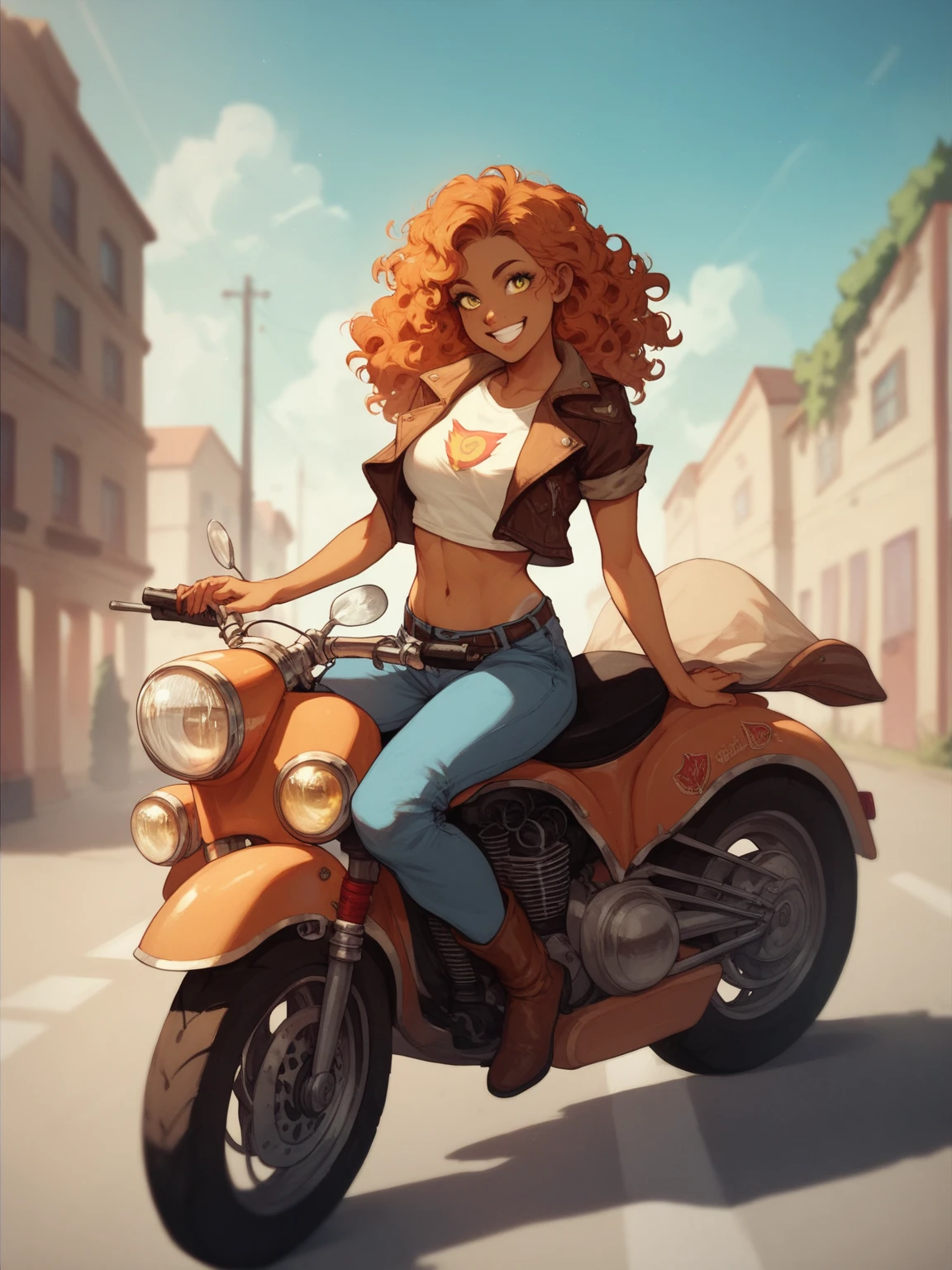 Hot Ghost Biker with Curly Red Hair
