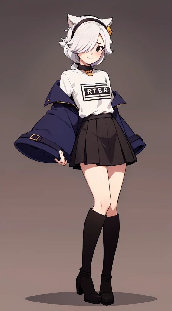 Black stockings, skirt, hoodie