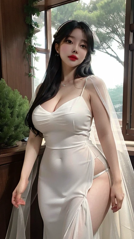 see through clothes(Full body female love:1.3),best quality, masterpiece, ultra high resolution, (lifelike:1.4), original photo, 1 female,30 years old, black hair, big eyes, Detailed eyes and face,huge breasts,split,long legs,Belted robe open ,bare shoulder,no underwear:1.5,see through clothes,Hollow material white clothes,kitchen:1.3,Smile、sleeveless costume、((Maid clothes))、((She is carrying her daughter))、Extremely revealing clothing