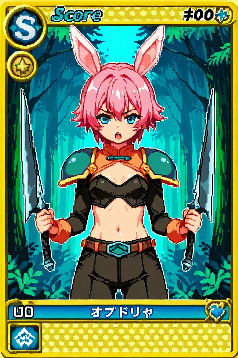 3DMM, sagging breasts, A 18 year old girl, e pequena conversando com o vizualizador, the upper part of the body noticeably small compared to the lower part, corpo inteiro, estilo medieval fantasia, pele branca, ((cabelo rosa)), (elfa pequena), pequena fofa, corpo fofo e extremamente pequenino, rosto fofo, innocent expression, olhos gigantes, seductive lips, ((((seios massivos e grandes)))), seios volumosos pulando do seu decote, (seios pesados), mamilos massivos, two braids, magra (Exageradamente sexualizada), pouca roupa, sexy hunter outfit (microsaia), ultra-sexualizada, sexualizada, , corpo suado, numa floresta a noite iluminada por uma fogueira, Sharp focus, unreal engine, Cinematic.