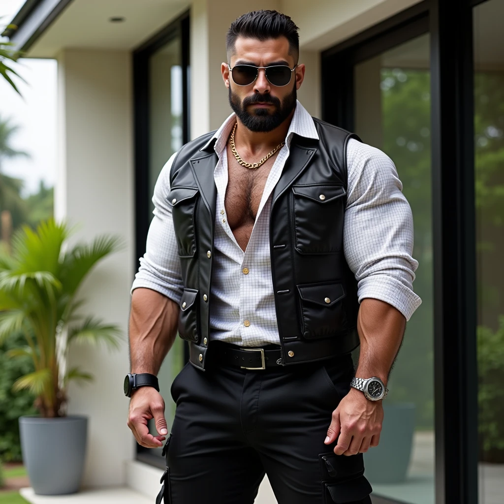 (Mais alta qualidade, detalhes surpreendentes: 1.4), obra-prima, personagens originais, Natural volumetric lighting and better shadows, profundidade de campo profunda, foco clear, Portrait of man 45 years incredibly beautiful muscles, corpo inteiro, rosto bonito viril, barba, atraente com olhos claros, cabelo grisalho curto desgrenhado, sem camisa, leather trousers, (messy painted body: 1.05), (fundo de parede de murais de grafite: 1.15), former industry area, (Standing on ruined city streets crossword puzzles: 1.2), pitoresco, Overexposure, fotorrealismo, fotorrealista, nsfw, sexy,, clear, focado, centrado, sensual, HD, 8k, DSLR, RAW