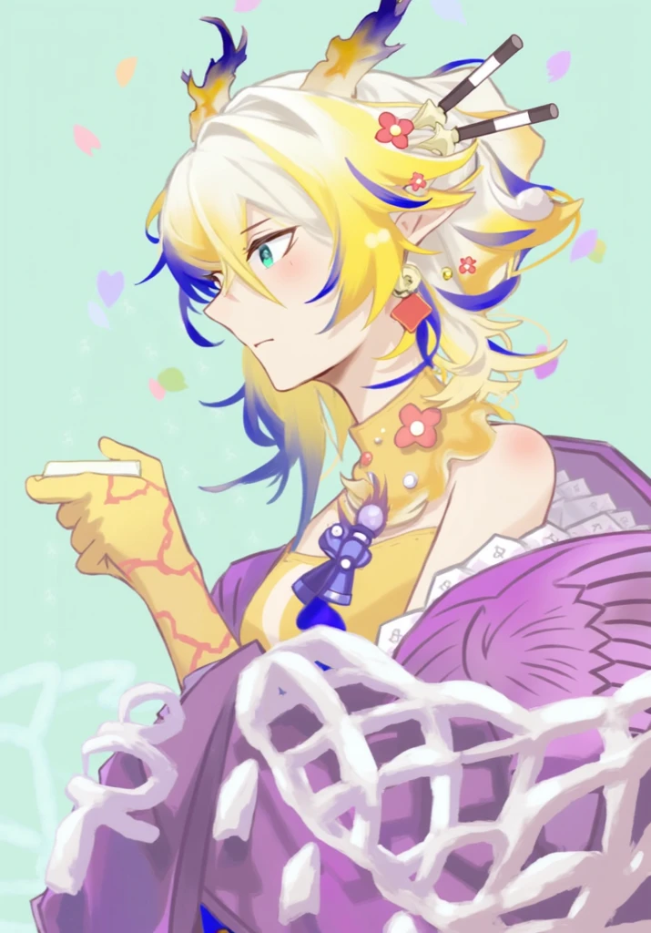 <lora:GENSHI-06:0.71>, pastel colors, muted colors, handdrawn watercolor illustration, GENSHISTYLE, 1girl, solo, looking at viewer, small breasts, smile open mouth, (very short hair), blond hair, gloves, (pale skin:1.2), jewelry, (wearing pink:1.3), earrings, simple background, <lora:DETAIL_SLIDER_BY_STABLE_YOGI:0.69> , small horns, short horns, cleavage